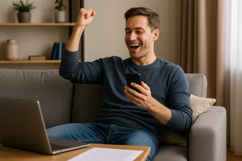 Persona feliz con smartphone, simbolizando la libertad de tarifas sin permanencia