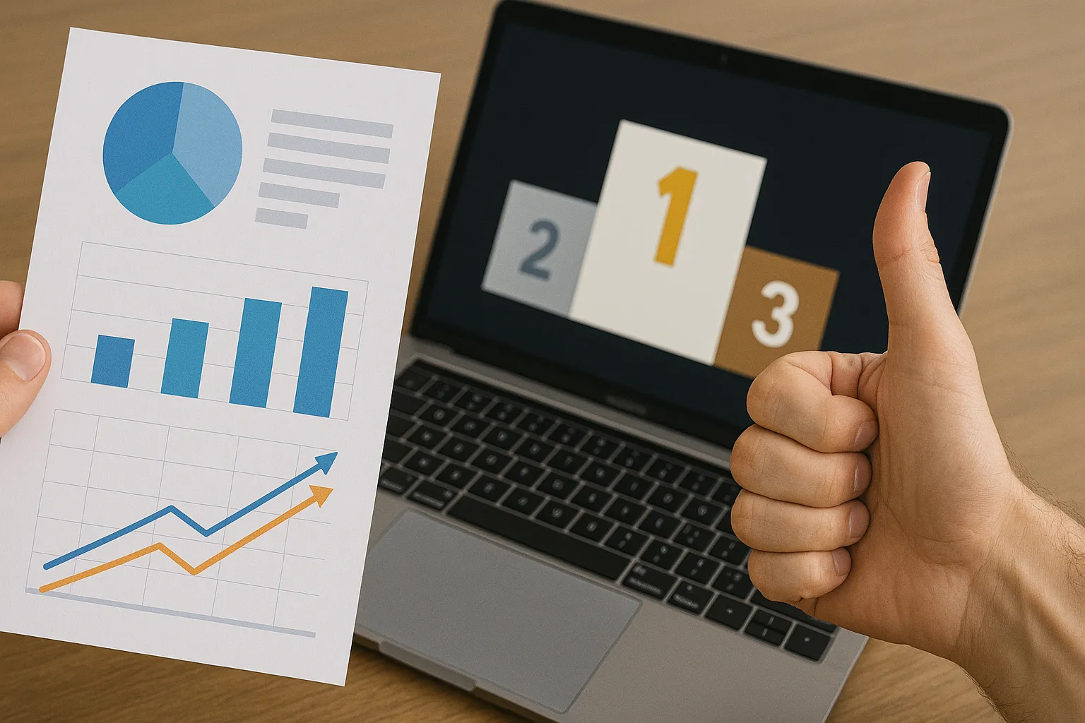 Comparativa visual realista de tarifas móviles con análisis de mercado en papel.