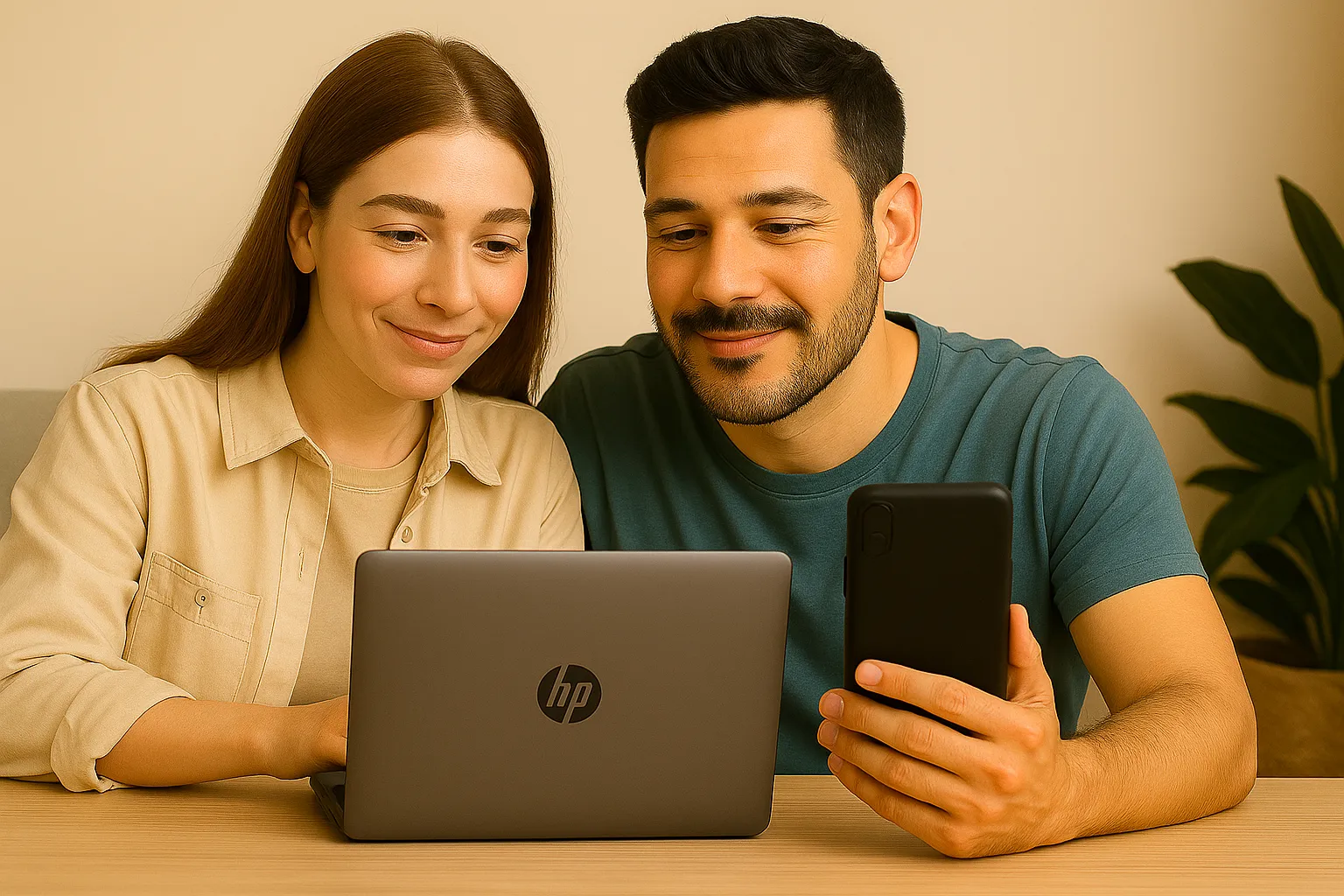 Personas comparando compañías que ofrecen fibra y móvil sin permanencia