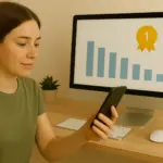 Usuario revisando ranking de tarifas móviles sin permanencia y buena cobertura