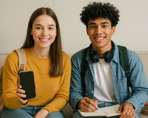 Estudiantes comparando tarifas móviles sin permanencia para jóvenes