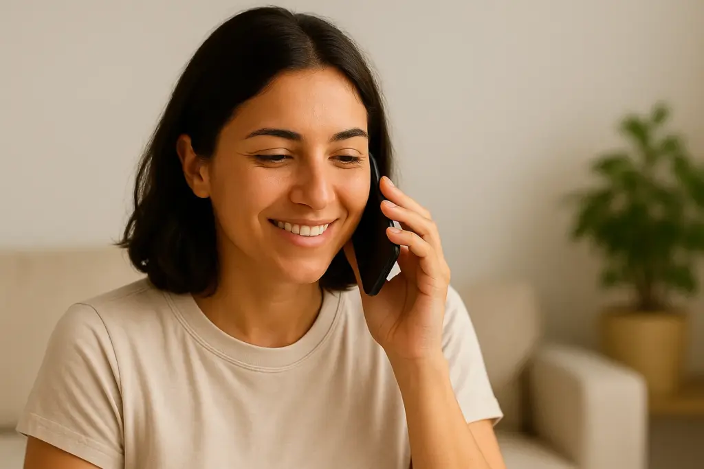 Usuario hablando por teléfono con llamadas ilimitadas sin permanencia