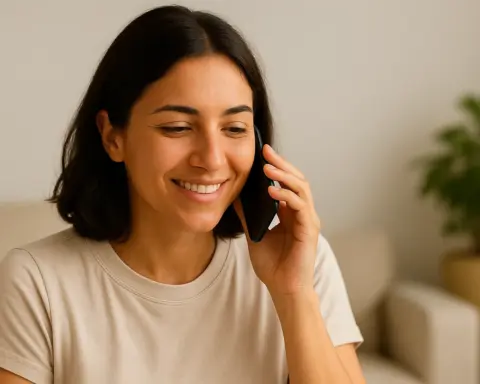 Usuario hablando por teléfono con llamadas ilimitadas sin permanencia