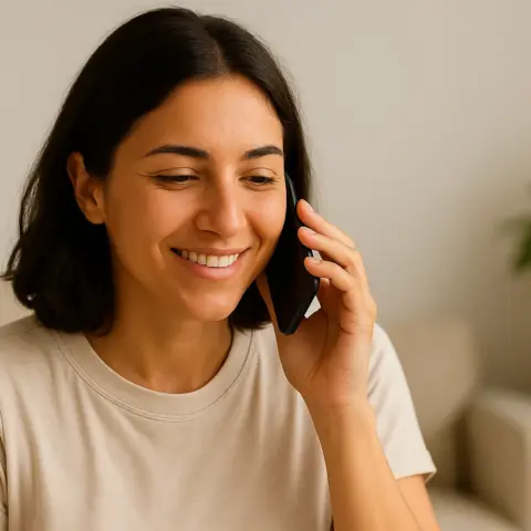 Usuario hablando por teléfono con llamadas ilimitadas sin permanencia